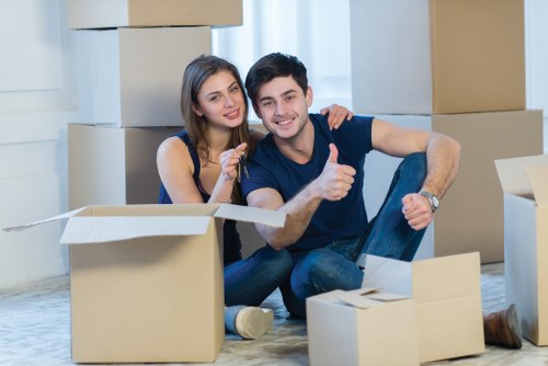 Careful wrapping and boxing of household items during a local move