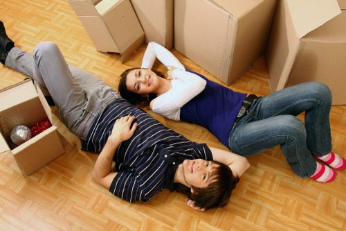 Packed boxes and furniture ready for house removals